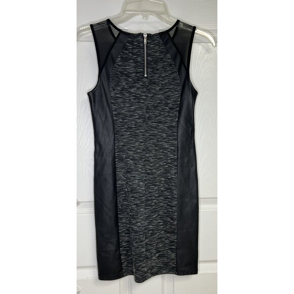 Womens DIVIDED H&M Black Faux Leather Bodycon Dress Size 6 Heathered Zip Back - Picture 2 of 7